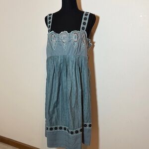 BCBGMaxAzria Dusty Blue Embroidered Sundress
